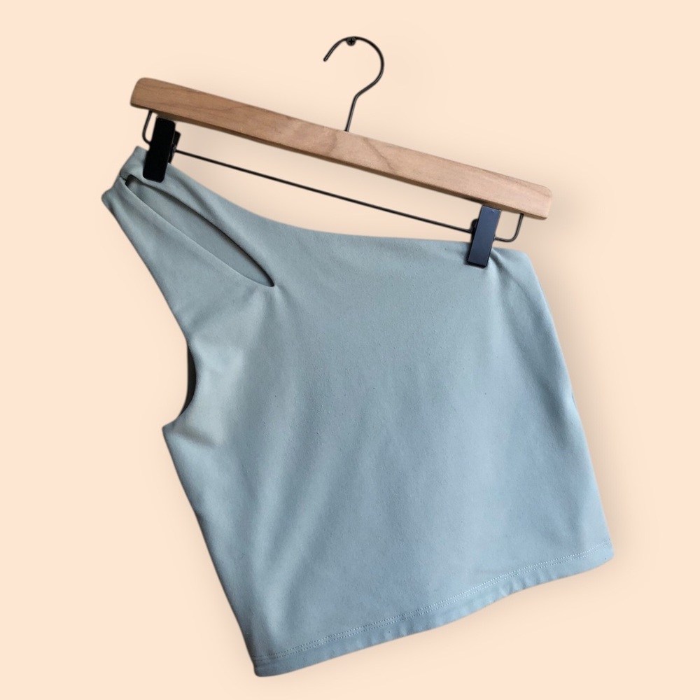 Abercrombie & Fitch Light Blue One Shoulder Crop Top Soft Collection Women’s XS